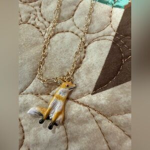 This item is an Enamel Fox Short Necklace by Fable England.